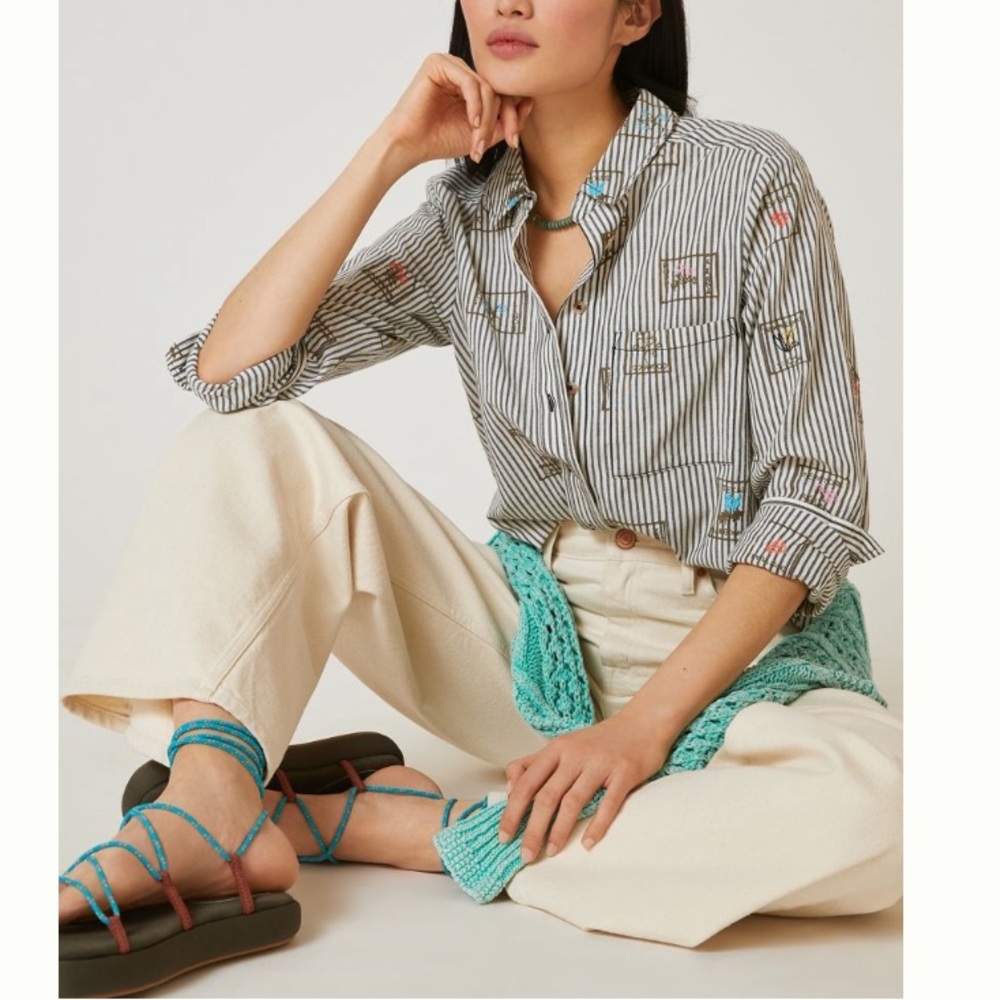 Anthropologie pilcro striped buttoned shirt sz XL